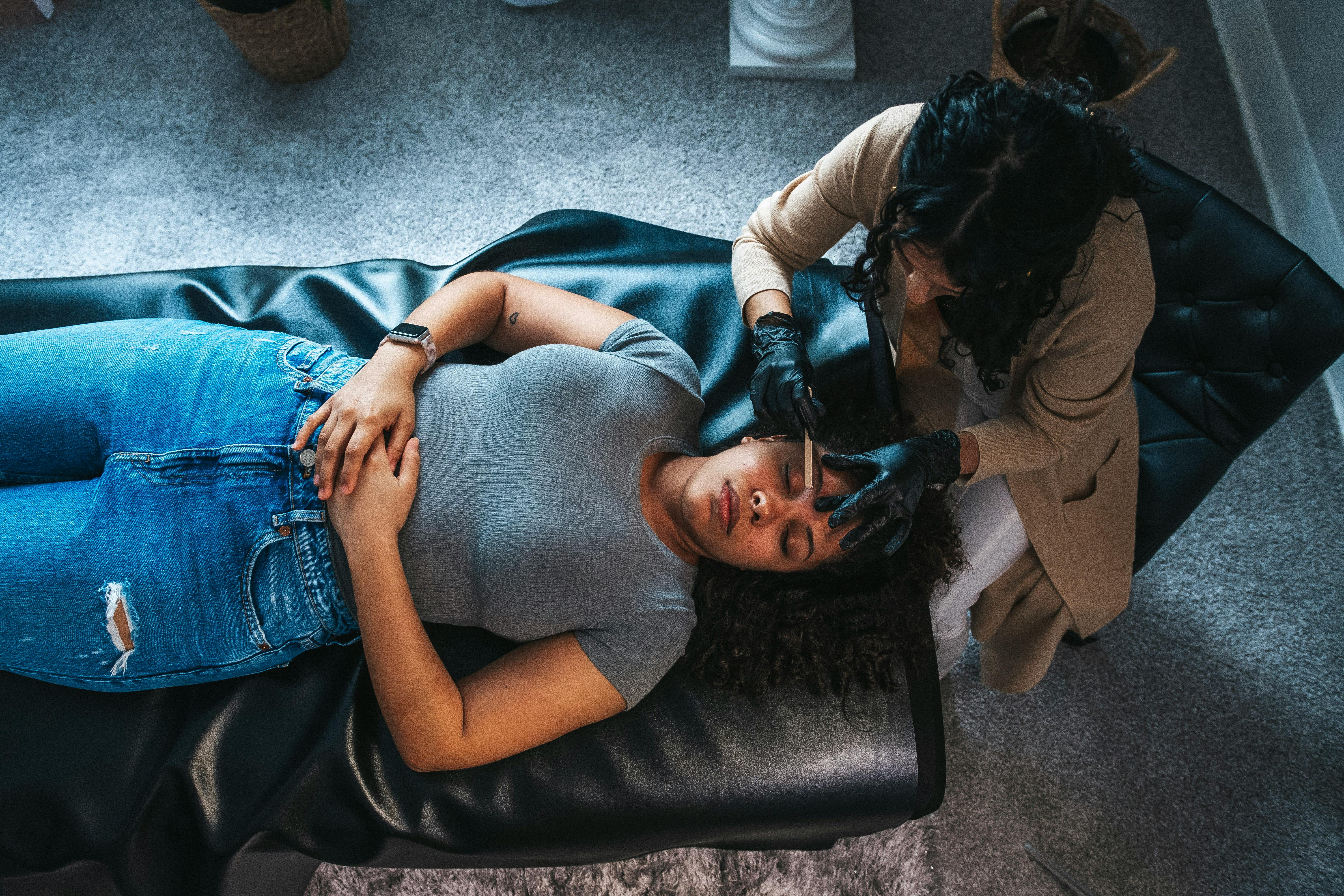 A brow and skincare treatment from above